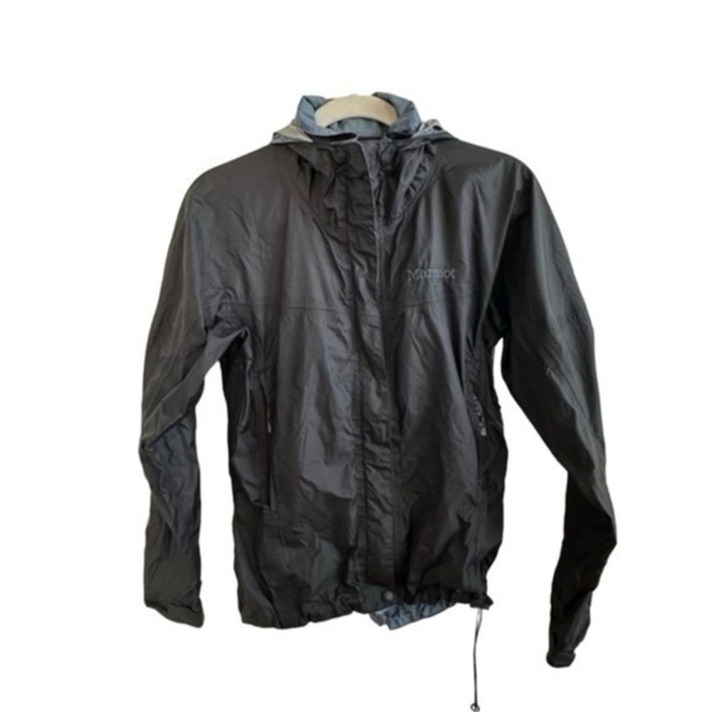 Marmot Windbreaker Rain Lightweight Hood Black Jacket Size XS Hiking Gorpcore